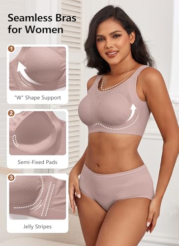 Image of Xcutting Lace Women's Seamless No Underwire Bra Soft Wireless Comfort Bralettes Full Coverage Bralette Everyday T-Shirt Bra