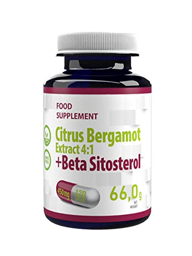 Hepatica Citrus Bergamot + Beta Sitosterol Complex 450mg | 120 Vegan Capsules | High Strength Heart, Cholesterol & Prostate Support | 3rd Party Lab Tested | Non-GMO & Gluten-Free