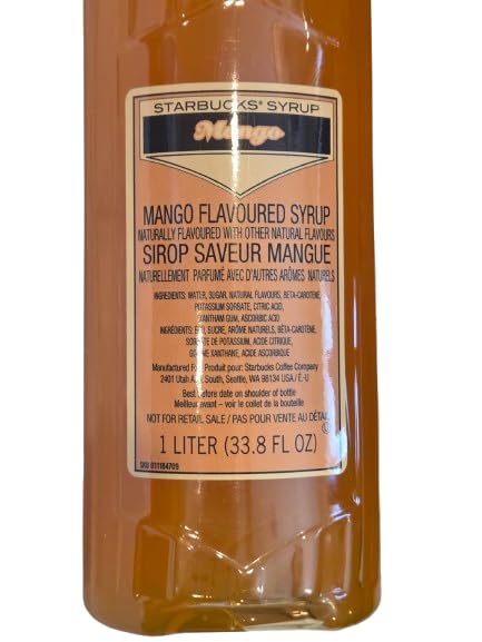 KK&A Gold Pump Bundle- MANGO Syrup 1 Liter Bottle - Authentic Mangoes Syrup, Premium Taste - Perfect for Starbucks Coffee, Lattes, and Desserts with KK&A Collection Gold Pump