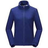 33,000ft Damen Fleecejacke mit Durchgehendem Reißverschluss Stehkragen Damen Leichte Fleece Jacke Antistatische Outdoor Damenjacke für Wandern und Freizeit(Navy blau,40)