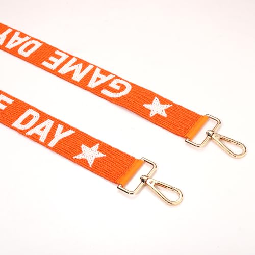 Image of Game Day Purse Straps Replacement Beaded Purse Strap Wide Crossbody Bag Straps Stadium Football Clear Bag Straps Accessories (Orange White)