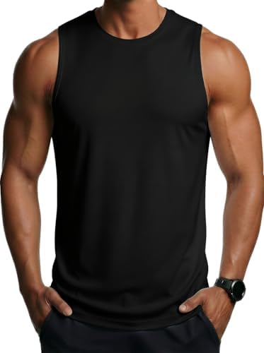 MAGCOMSEN Tank Top Herren Muskelshirt Ärmelloses Rundhalsshirt Achselshirt | UPF 50+ Schnelltrocknend, Leicht Weich Atmungsaktiv Elastisch, Für Sport Gym Training Freizeit, Fitness