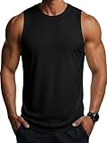 MAGCOMSEN Tanktop Herren Sommer Achselshirt Gym Muskelshirts Leicht Ärmellos Quick Dry Sport T-Shirt Unterhemd Muscle Shirt Schwarz L