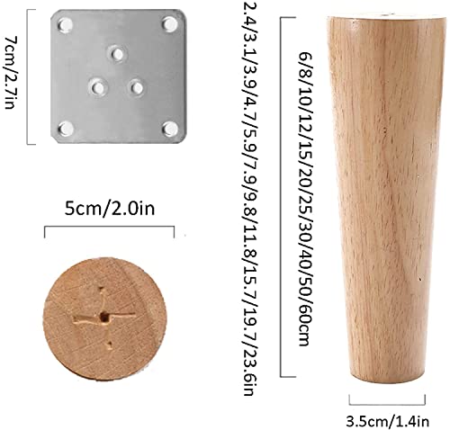 Patas de madera maciza redondas de 8 cm para renovar sofás y sillones 4