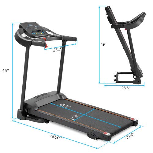 Image of Treadmill Folding Motorized Treadmill with Audio Speakers and Treadmill Mounted from Inclined Nodes