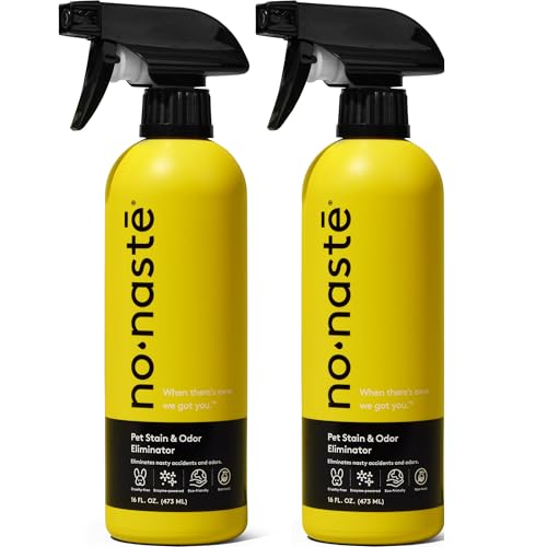 Image of Nonaste Pet Stain & Odor Eliminator Enzyme Spray, Dog & Cat, 16 oz, Pk 2 | Enzyme Cleaner Breaks Down Dog & Cat Urine, Stains & Odor on Carpets & Upholstery. Pet & Kid Safe. Light Fresh Scent.