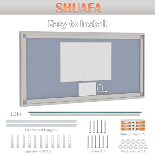 SHUAFA LED Mirror for Bathroom, 77x36 Inch Backlit + Front Lighted Bathroom Vanity Mirror with Lights for Wall, Double Light Strips, 3 Colors, Shatter-Proof, Anti-Fog and Brightness Memory by SHUAFA - Image 8