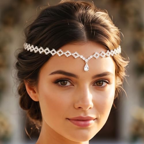 JEAIRTS Teardrop Crystal Headband
