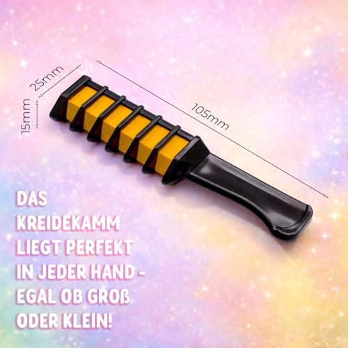 Magicat Haarkreide für Mädchen Deluxe Set 2026 I 10 Farben & 5 Haargummis I Kinder Haarfarbe auswaschbar, Kinderschminke Fasching & Schminke Karneval, Faschingsschminke Kinder, Haarschmuck Karneval