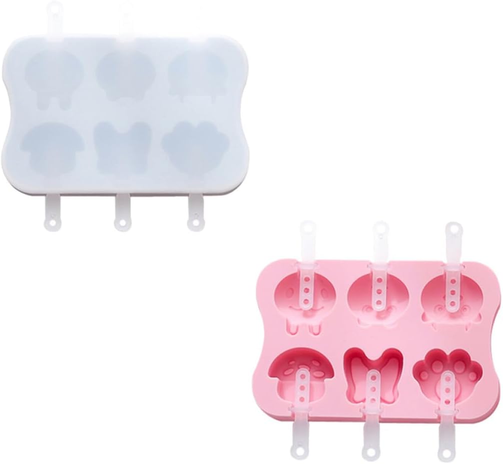 2 Set Silicone Ice Cream Mold with 12 Plastic Sticks and Caps