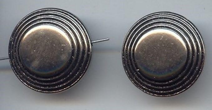 Beads for Jewelry Making, Bracelet, Earring and Necklace 6 Vintage Silver Acrylic Corrugated Step 26x12mm. DISC Saucer Beads 2277