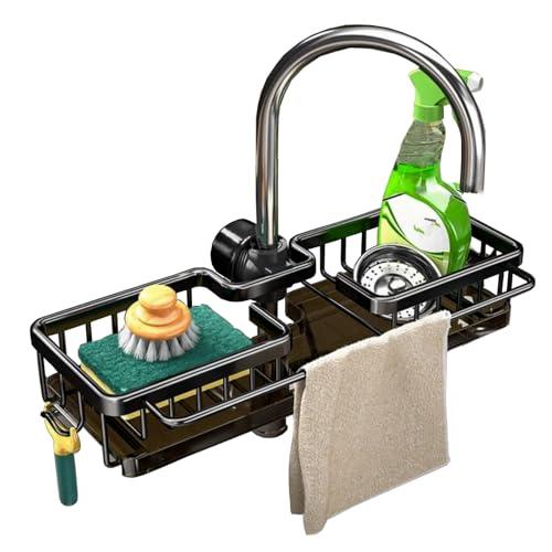 GCFTIFF Wasserhahn Lagerregal, Schwammhalter mit Abnehmbarer Abtropfschale