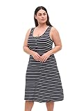 Zizzi Damen Große Größen Midikleid Viskose A-Linie Gr. 46-48 Night Sky Stripe