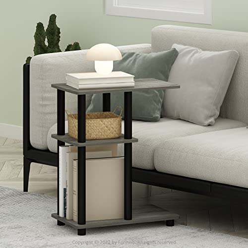 Furinno Turn-N-Tube C-Shape Sofa Side Table, French Oak/Black #TOP1