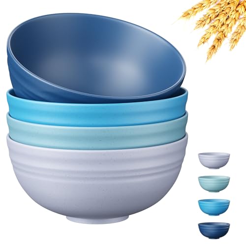 Quatish 4 PCS Cereal Bowls, Plastic Bowls, Small Snack Soup Kitchen Bowl