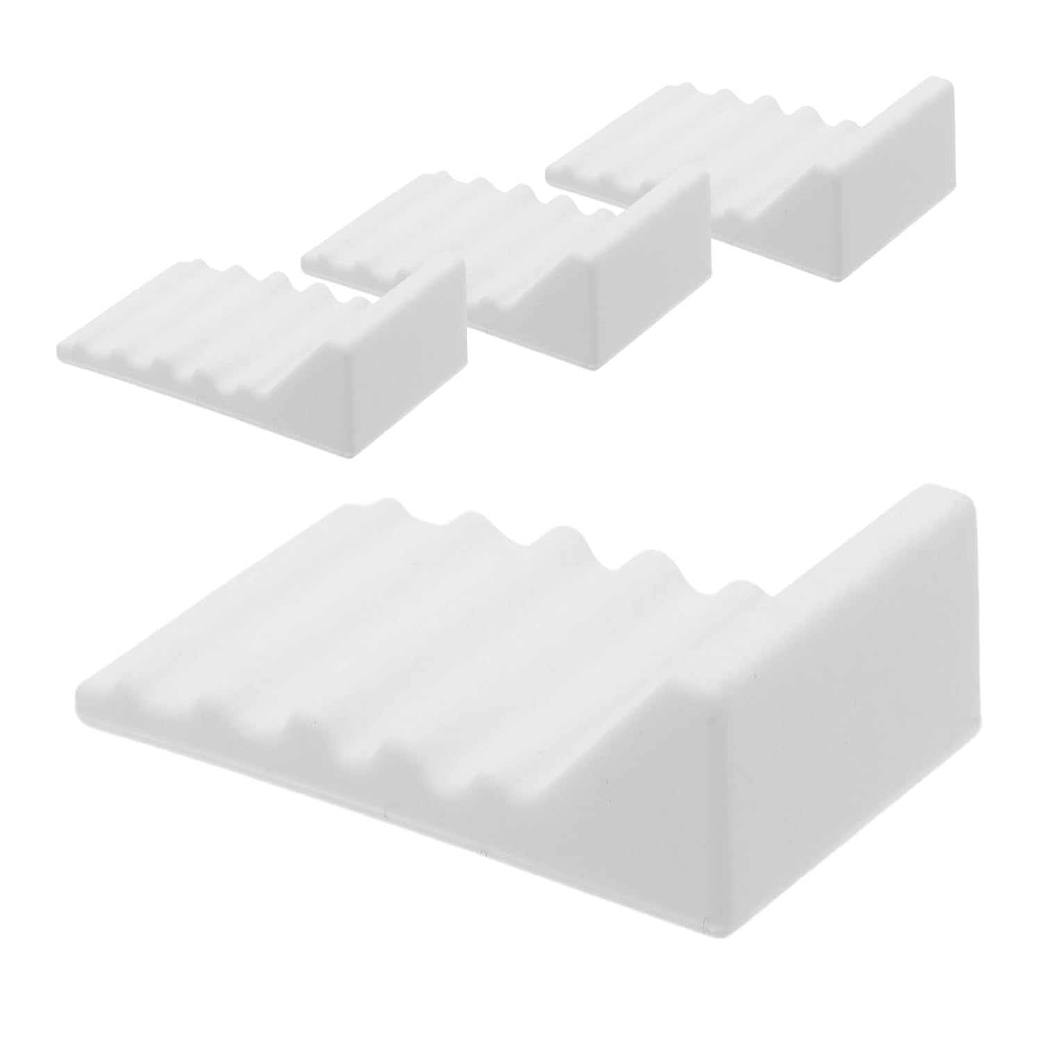 4pcs Silicone Garbage Can Wall Protector, Non-Slip Trash Bin Bumper Guard to Prevent Sliding and Wall Damage, White Adhesive Pads for Kitchen and Garage Waste Baskets
