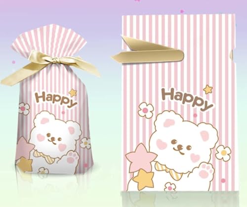 Image of VRB Dec 40Pcs Return Gift Bags - Potli Bags, Return Gift Bags for Kids Birthday - Gift Packing Bags - Goodie Bag for Return gifts - goodie bags - gift pouches for return gifts - guddy bags for return gifts (40Pcs Happy Ribbon Bag)