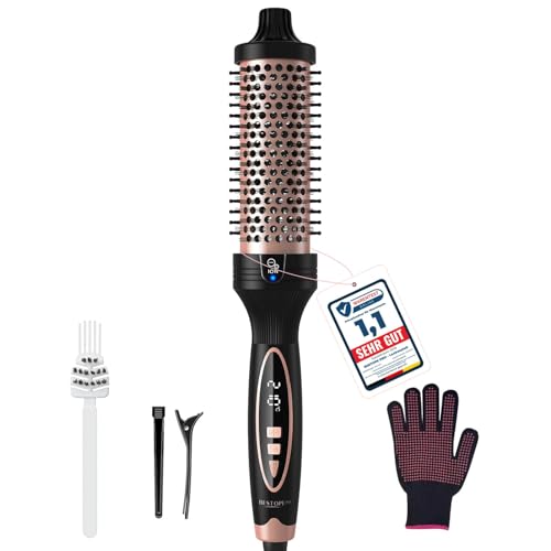 Image of 38mm Thermal Brush BRSTOPE PRO, Ionic Blowout Brush, 9 Temps Settings, Heated Hot Round Brush for Hair Straightening and Curling 2 in 1 (Black)