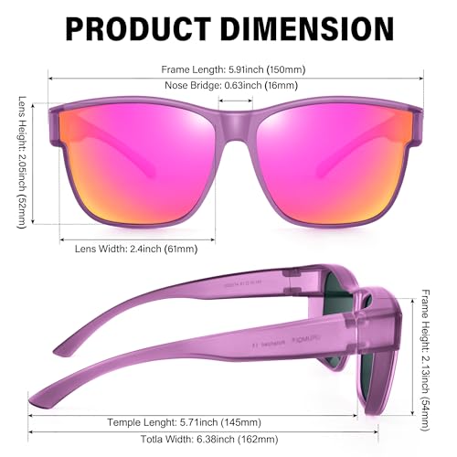 Image of URUMQI Polarized Sunglasses Fit Over Glasses for Men Women, Oversized Square Sun Glasses UV400 Protection