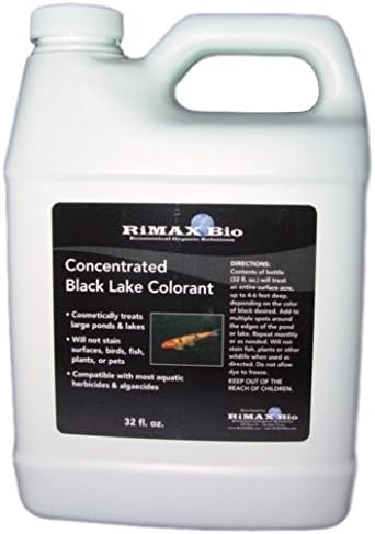 RiMAX Black Pond Dye Concentrate 32oz / 1 Quart (Treats 1 Acre 4-8ft Deep or 1-2 Million Gallons) (AKA: Super's Choice)