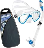 Cressi Ranger Schnorchelset - Schnorcheln Set mit Schnorchel und Taucherbrille, wasserdichte Tauchmaske Anti-Fog Anti-Leck aus Gehärtetem Glas, mit 3-Kanal Premium Dry Schnorchel für Erwachsene