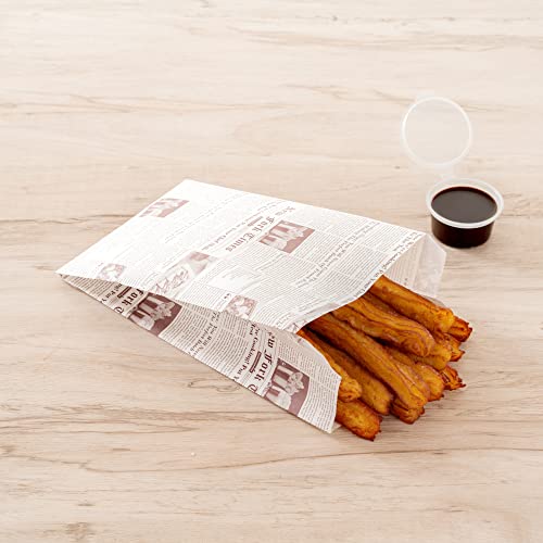 Bag Tek 7" x 3" x 11" Paper 𝐁ags For Snacks, 100 Disposable French Fry 𝐁ags - Greaseproof, For Popcorn, Cookies, Fries, And More, Black Paper Kraft Snack 𝗕ags, Restaurantware by Restaurantware - Image 3