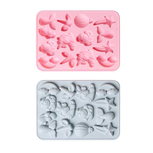 Hemoton 2 peças de moldes de doces de silicone unicórnio cauda de sereia molde de cobertura de Natal