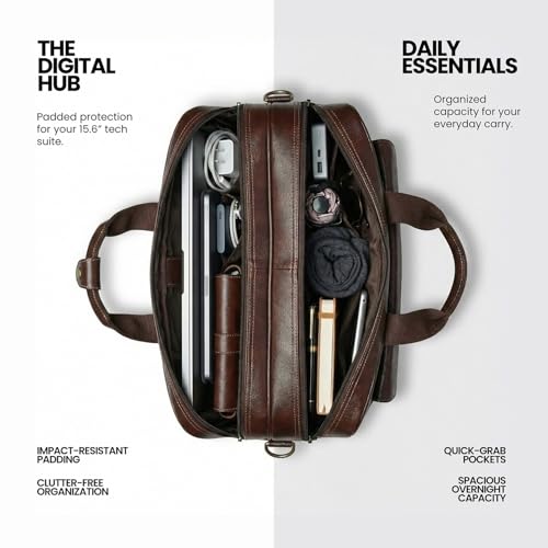 Image of FATMUG Executive Office Bag - 15.6 Inch Messenger Laptop Bag for Men - Vegan Leather