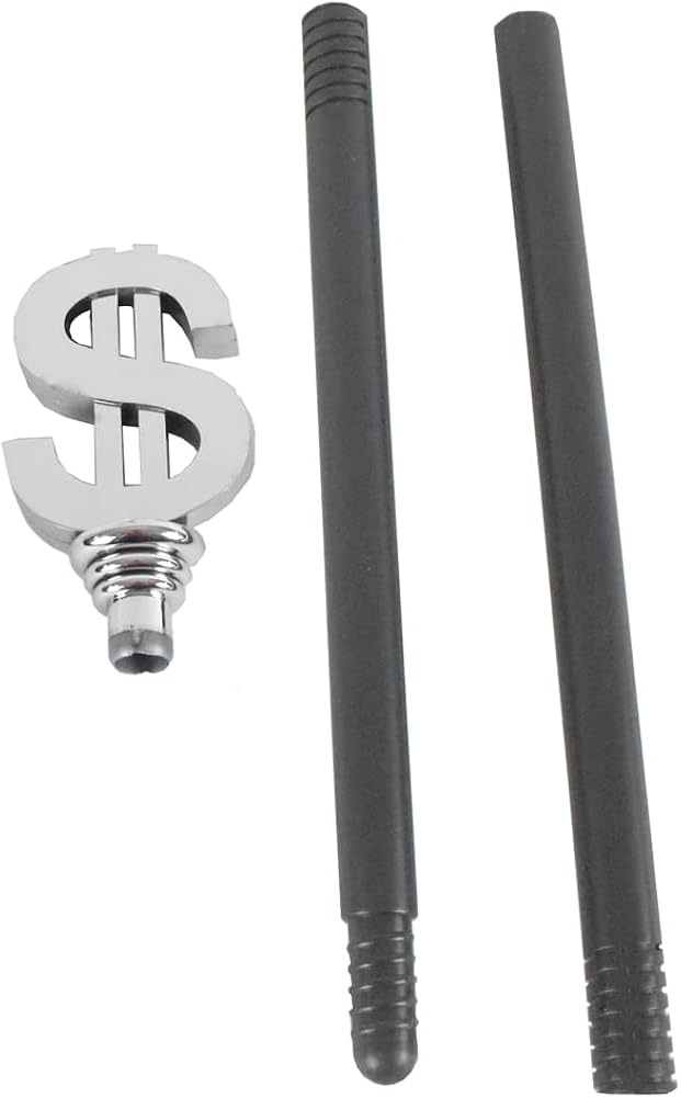 NOVELTY GIANT WWW.NOVELTYGIANT Silver Money Pimp Costume Staff Prop Halloween Cane Walking Stick Accessory : Clothing, Shoes & Jewelry