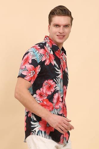 Image of Mens Printed Casual Shirts Short Sleeves Button Down Tropical Shirts