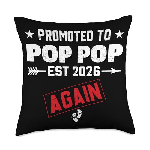 Promoted to Pop Pop Again 2026 Baby Announcement Siblings Throw Pillow