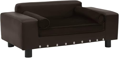 Canapé pour Chien Marron 81x43x31 cm Peluche et Similicui vidaXL