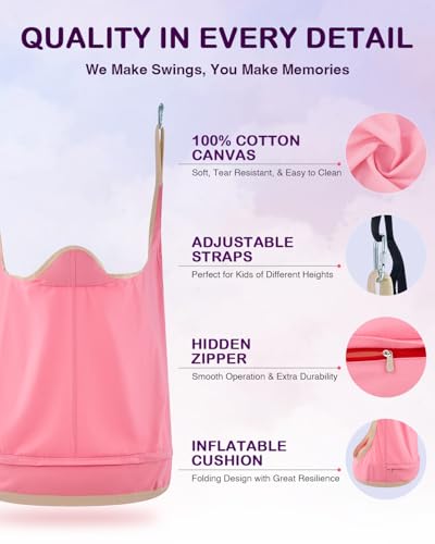 Co-Z Upgraded Kids Pod Swing, Hanging Pod Swing Chair With Inflatable Cushion, Child Hanging Hammock Swing For Indoor And Outdoor thumb #5