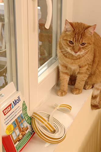 tesa tesamoll E-Profil Gummidichtung - Selbstklebende Dichtung zum Isolieren von Spalten an Fenstern und Türen - Braun - 25 m x 9 mm x 4 mm