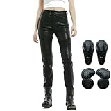 GDNKP Motorcycle Pants Women Waterproof Skinny Leg Leather Dirt Bike Racing Pants Summer Riding Armored with Padding Gear,L
