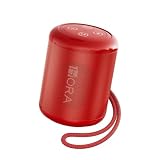 1 Hora Bocina Bluetooth Portátil 5W, Mini Bocina con 25 Horas de Reproducción, Radio FM, USB/TF/AUX, TWS Estéreo, Recargable USB-C, Rojo