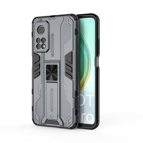 Coque Xiaomi Mi 10T magnétique avec béquille intégrée et protection antichoc robuste gris