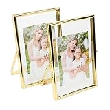 AhaGo Floating Picture Frame (2 Set, Gold, 4"x6") , Suitable for Multiple Photo Sizes (3x5, 2x3) , V