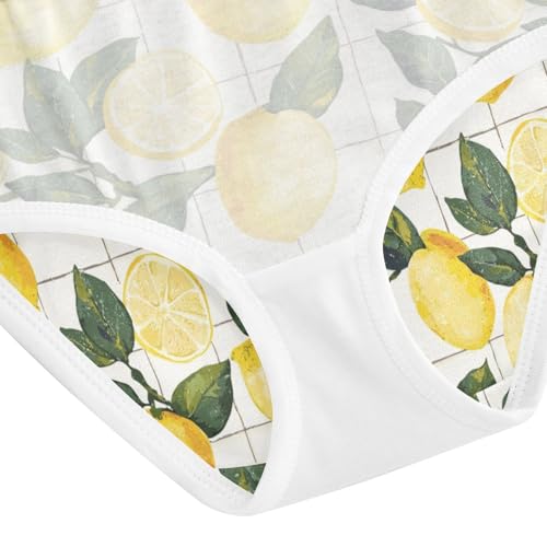 ZZKKO Watercolor Lemons with Grid Girls Underwear Toddler Panties for Girls Comfort Brief Size 2T-8Y4
