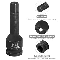 QUARKZMAN 2 Stück 1/2" Kraft Schlagnuss Innensechskant H11 78mm Schwarz – Ansicht 4