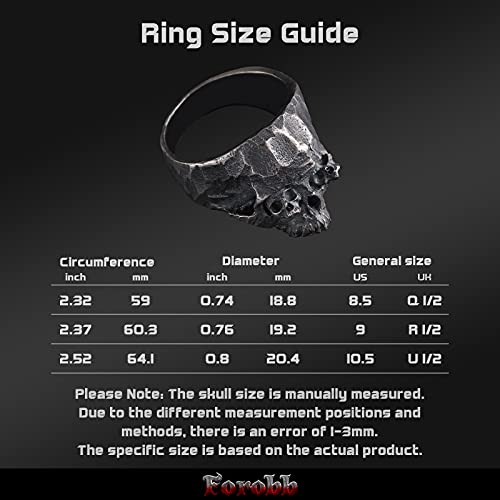 Image of Skull Ring 925 Sterling Silver Handcrafted Gothic Rock Punk Diablo Vintage Cocktail Party Biker Retro [Double Eyes 60036] - Ring Size 8.5