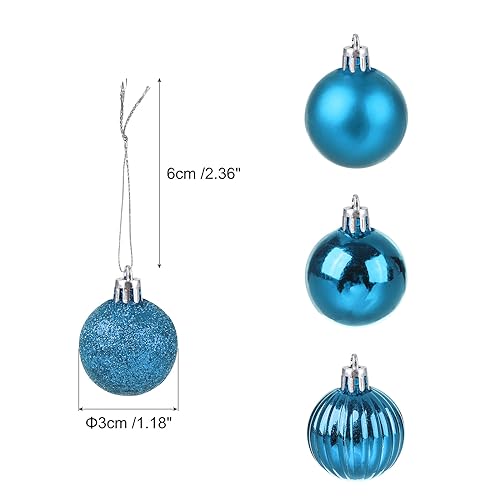 uxcell 24Pcs Lake Blue 1.18" Christmas Balls Ornaments Shatterproof Ornaments Hanging Baubles for Xmas Trees Wedding, Party Decorations - Image 2