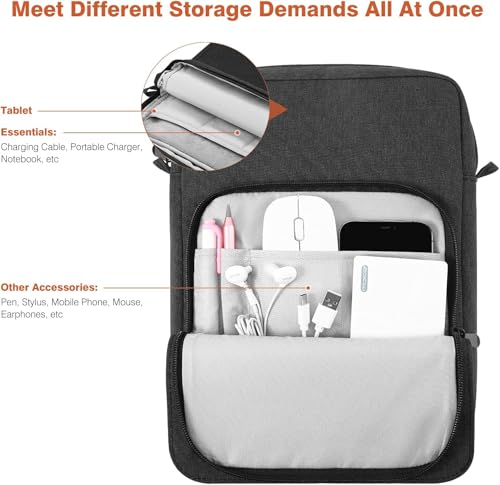 Image of Dadanism 9-11 Inch Tablet Sleeve Bag Carrying Case with Shoulder Strap for iPad (A16) 11 inch, iPad 10th Gen 10.9 inch, iPad Air M4 /Pro M5 11 inch, iPad 9 /8 /7th 10.2 inch, Galaxy Tab A11+ Plus 11 inch,Black & Grey