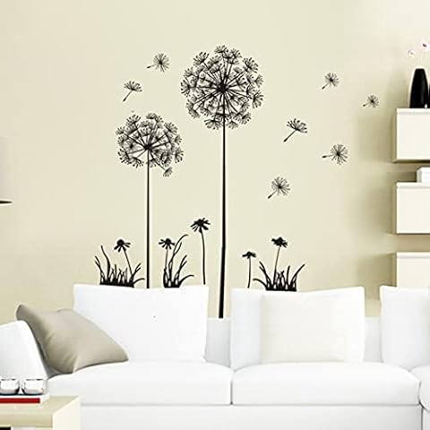 HOMTOL Dandelion Wall Stickers Plants Flowers Wall Decals for Home Bedroom Living Room Office Decoration Creative Art Design Pattern Cover