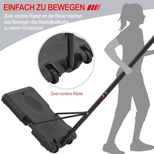 Foto von Yaheetech Basketballständer Höheverstellbare Basketballkörbe mit Rollen Tragbare Basketballanlage Standfuß mit Wasser oder Sand befüllbar Korbanlage für Indoor/Outdoor