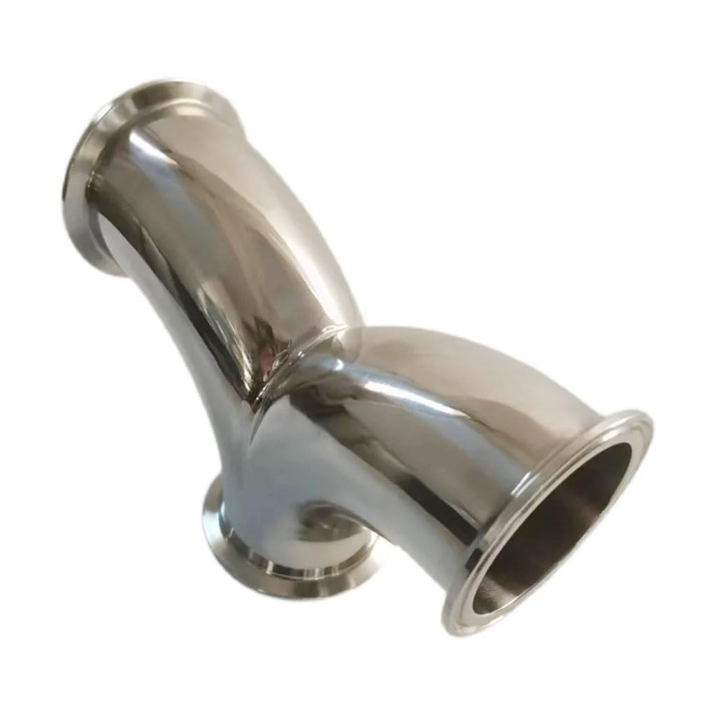 Raccordi Idraulici 1PCS 25-63mm Tubo OD X1.5-2.5 "Tri Morsetto A Forma di Y Gomito 3 Vie SUS 304 in Acciaio Sanitario Raccordo Homebrew Birra Vino(63mm x Ferrule 77.5)