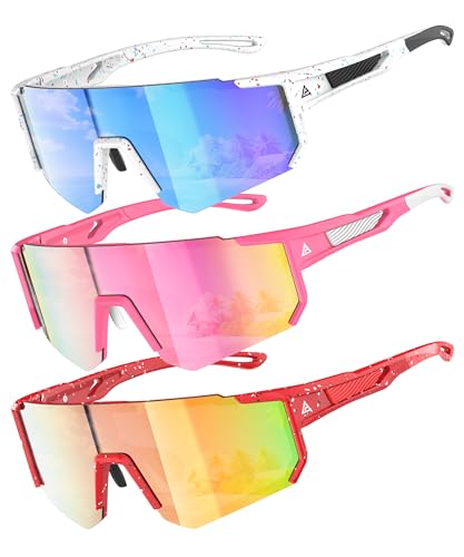 Image of Kids Sunglasses Youth Baseball Softball Sunglasses for Girls Boys Age 4-14 UV Protection Sports Kids 3 Pack