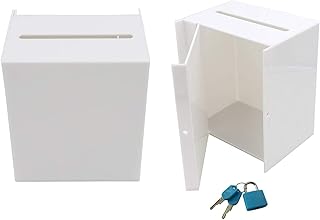 Aoakua 訳あり アクリル 募金箱 貯金箱 チャリティーボックス チラシケース B級品 (W16cmホワイト)