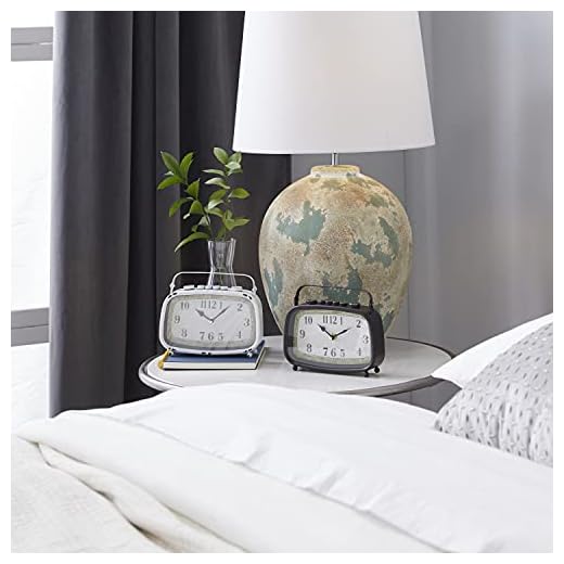 Deco 79 Metal Retro Radio Style Clock, Set of 2 8"W, 6"H, Multi Colored