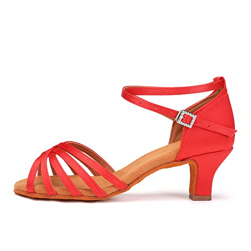 AOQUNFS Chaussures de Danse Latine Femmes&Filles Chaussures Danse Salsa Tango Valse de Salon,1213-Rouge-5,EU42 Cover
